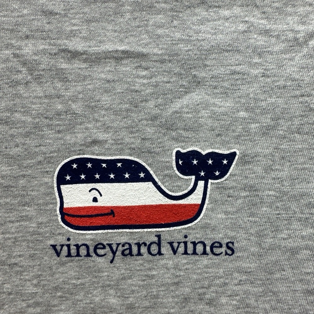 Vineyard Vines Mens XS Hoodie T-Shirt Grey Heather Patriotic Whale 1V014097-039 - Picture 4 of 6